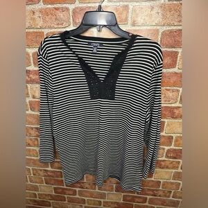 Chaps Black and White Striped Women's Top s XL